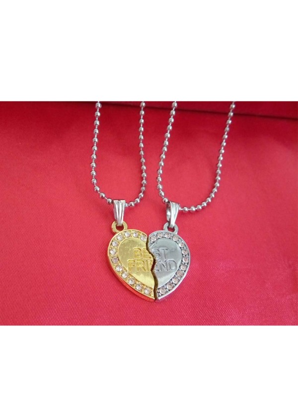 Two Pieces Couple Heart Shape Necklace by Menjewell 